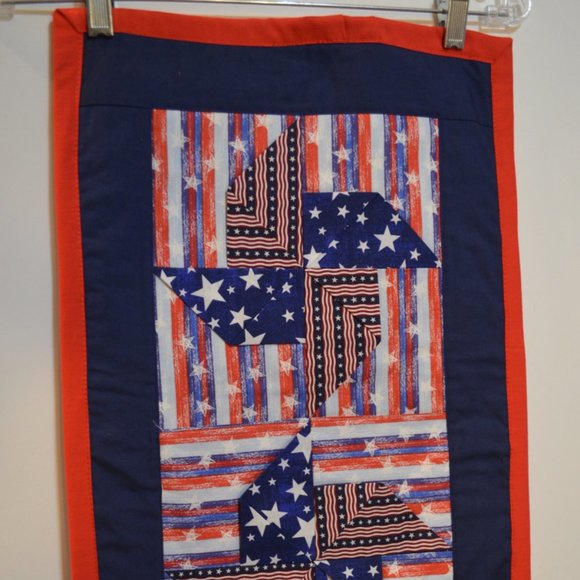 Homemade Quilted Table Runner Patriotic Theme  Red Blue White approx. 14' x 40' - Picture 2 of 16
